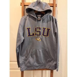 Majestic-Gray Louisiana State University (LSU) Tigers pullover hoodie sweatshirt